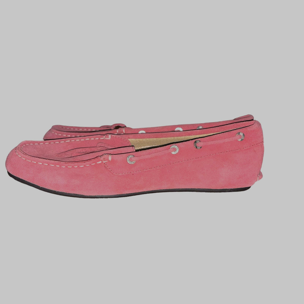 Lands' End Dusty Rose Pink Suede Leather Driving Loafers Size 8.5 M Moccasins - Picture 4 of 6